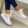 Woman Shoes Casual Sneakers for Women Round Toe Platform Shoes Lace Up Tennis Female Vulcanized Shoes Solid Color Ladies Loafers - Image 3