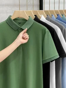 High Quality Ice Silk Solid Color Polo Shirt Men's Summer Thin Lapel Top Breathable T-shirt Short Sleeved Shirt Streetwear - Image 4