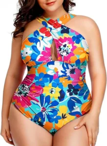 2024 Summer Women Plus Size One Piece Swimsuits Front Cross Tummy Control Black Sexy Swimwear Backless Bathing Suit - Image 5