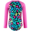 TiaoBug One-piece Kids Girls Athletic Swimsuit Long Sleeve Rash Guard Swimwear 4 to 12 Years Leopard Print Zipper Bathing Suit - Image 3