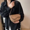 Small Leather Saddle Armpit Bags for Women Summer Chain Shoulder Crossbody Bag Ladies Vintage Underarm Handbags bolsa - Image 4