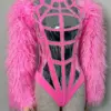 Carnival pink Tassels Mirror Bodysuit stage sexy gogo Lady Gaga Beyonce Madonna SWIFT Avril party gala Special occasion