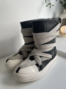 Men Shoes High-TOP Ankle Boots PU Leather Women Boots Vintage Luxury Trainers Casual Lace-up Flat Black Owen Brand Design Ro - Image 5