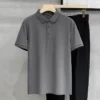 High Quality Ice Silk Solid Color Polo Shirt Men's Summer Thin Lapel Top Breathable T-shirt Short Sleeved Shirt Streetwear - Image 5