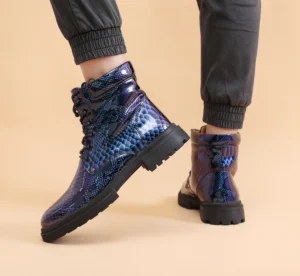 HKDQ Luxury Snake Designer Ankle Boots Man Fashion Blue Patent Leather High Top Boots Men Quality Glitter Men's Platform Boots - Image 6