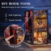 CUTEBEE Wooden Book Nook Kit DIY Dollhouse Bookshelf Miniature House Booknook with Dustproof Cover Gifts Agency Train Mystery - Image 3