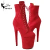 Suede Ankle Boots 20cm 17cm Super High Sexy Pole Dance Women Shoes Stripper High Heels Platform Round Head Lace-up Women's Boot - Image 6