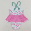 Wholesale Baby Girl One Piece Sleeveless Swimming Suit Children Toddler Summer Inner Floral Stripes Swimwear Infant Swimsuit - Image 6