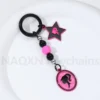 Y2K Pretty Barbie Star Mirror Keychain Pink Black Bead Key Ring For Women Girls Princess Dream Friend Good Gift Handmade Jewelry - Image 4