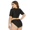 Two Pieces Swimsuit Women Plus Size 2022 Summer Short Sleeve Crop Tops 2 Pieces Set Bathing Suit Black Beach Swimwear - Image 5
