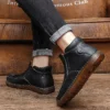 Autumn Winter Elegant Chelsea Boots Leather Men Shoes Round head Luxury designer Ankle boots Anti slip black Slip-on Big Size 47 - Image 2