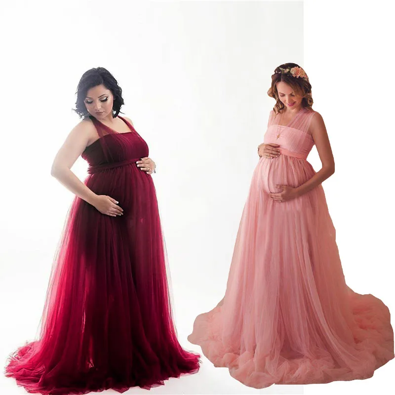 New Maternity Tulle Dresses For Photo Shoot Pregnancy Tail Dress Photography Robe Maxi Gown Maternity Prom Dresses Vestidos