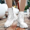 New White Men's Boots Fashion Tooling Men Shoes Thick Sole Men Black Ankle Boots Designer Platform Motorcycle Boots Man Footwear - Image 3
