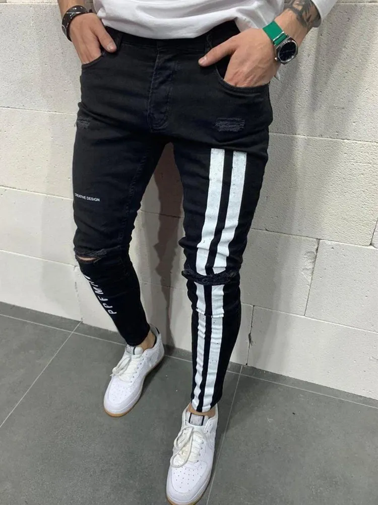 2022 New Fashion Streetwear Men Jeans Vintage Blue Color Thin Destroyed Ripped Jeans men Broken Punk Pants Homme Hip Hop Jeans