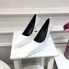 2023 NEW Women's Shoes LEATHER Woman High Heels Pointed Toe Women Pumps for Fashion Office Lady Slip on Sock Free White Black - Image 3