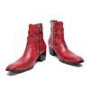 Men Boots Personality Square Head Stylist Fashion Leather Shoes European Spring Autumn Design Formal Wine Red Wedding Boot - Image 5