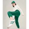 Toyouth Women Fleece Sweatpants 2022 Winter Elastic Waist Straight Long Trousers Side White Stripe Navy Green Casual Sport Pant - Image 2