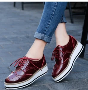 Genuine Leather Shoes Women Flats Oxford Lace Up Striped Platform White Black Fashion Vintage Platform Brogue Shoes Woman - Image 4