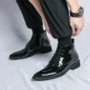 Fashion Design Pink Men High Top Wedding Shoes Leather Bright Chelsea Boots For Man Flat Lace-up Men's Pointed Boots Big Size 47 - Image 6