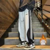 Baggy Casual Side Stripe Men Sweatpants Thicken Warm Korean Style Patchwork Color Clash Sports Pants Harajuku Man Trousers - Image 2