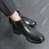Double Zipper Casual Leather Luxury Brogue Mens Designer Business Brand Formal Chelsea Dress Shoes for Men Ankle Boots Footwear - Image 6