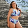 Tie Dye Print Tankini Bathing Suits for Women Plus Size Swimsuit for Women 2 Piece High Waist Beach Swimwear - Image 4