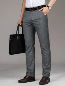 Summer Thin Soft Lyocell Breathable Linen Fabric Suit Pants Men Straight Business Elegant Long Formal Trouser Male Plus Size 40 - Image 4