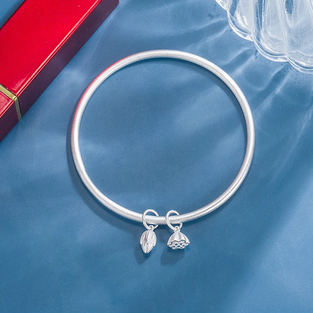 New Design Sliver Plated Lotus Flower Nut Nail Bracelet & Bangle for Woman Stainless Steel Closed Brand Jewelry Dropshipping