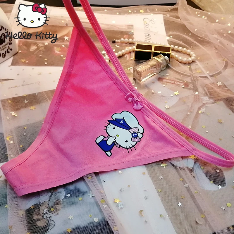 Sanrio Hello Kitty Thong Women Panties Sexy G-string Cotton Underpants Female Comfortable Bouncy Underwear Seamless Briefs Gift