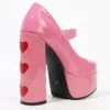 Luxury Designer Marry Janes Pumps For Women Love Heart High Heels Buckle Platform Punk Chunky Pink Wedding Party women's Shoes - Image 2