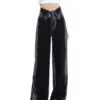 Women Vintage Black Gothic Cargo Jeans Y2k Wide Leg Denim Pants Oversize 2000s High Waist Jeans Korean Baggy Trousers 90s Jeans