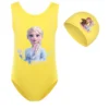 Kids Girl One-Piece Swimwear Cartoon Frozen Elsa Print Baby Swimsuit Swimming Cap Set Children Movement Outfit Party Bodysuit - Image 2