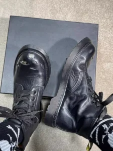 Vintage Design Mens Cowskin Genuine Leather Boots Lace Up Steel Toe Platform High Top Shoes Casual Punk Motorcycle Short Boots - Image 2