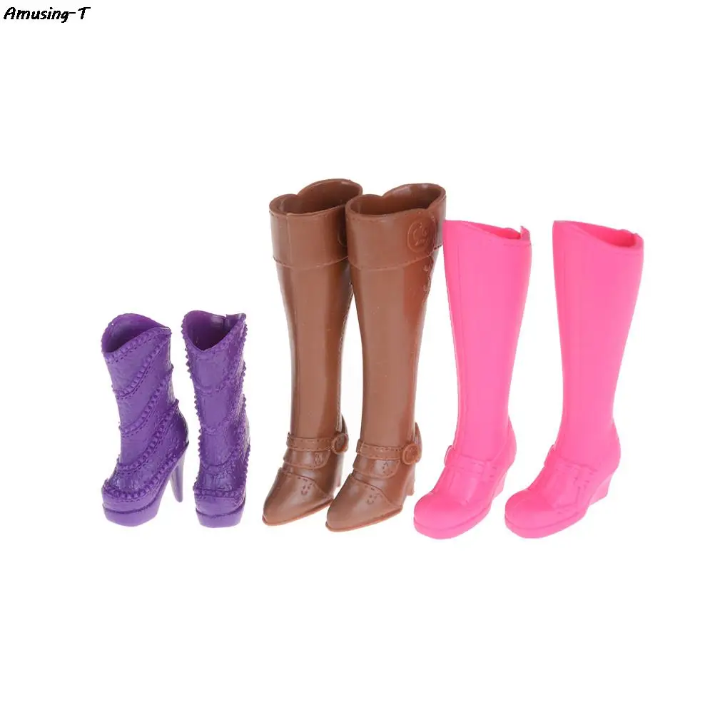 Fashion Colorful Boots Assorted Casual High Heels Long Barrel Cute Shoes Clothes For Doll Accessories Toys Mixed Style 1 pair - Image 3