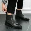 Men's Classical Chelsea Boots Green Slip-On Cowboy Boots Men Fashion Ankle Boot Mens Designer Casual Short Boots High-Top Shoes - Image 4