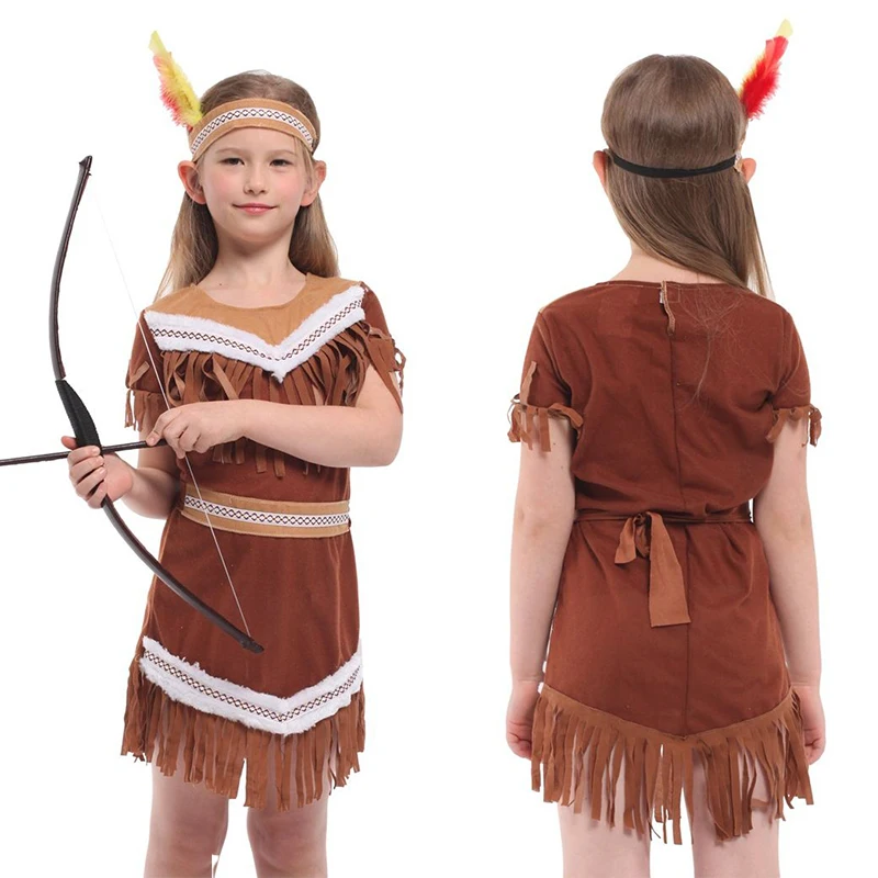 Halloween Kids Indians Princess Costumes Cosplay Indian Outfits Christmas Party Role Play Fancy Dress Up For Girls