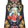 Svoryxiu Vintage Black Mini Dress Women's Sleeveless luxurious Diamonds Our Lady Print Ladies Party Runway Dress 2018
