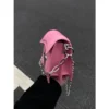 Y2K Vintage Korean Small Chain Shoulder Bag Flap Clutch Purse Handbags Pink PU Leather Gothic Cross Girls Crossbody Ladies Bags - Image 4