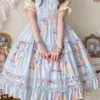 KIMOKOKM Vintage Prairie Chic Lolita Ruffled Lace Kawaii Sleeveless Bow A-Line Princess Camisole Girly Dress Japanese JSK Dress