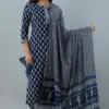 Indigo Kurta Kurti and Palazzo with Dupatta Women India Pakistani Set