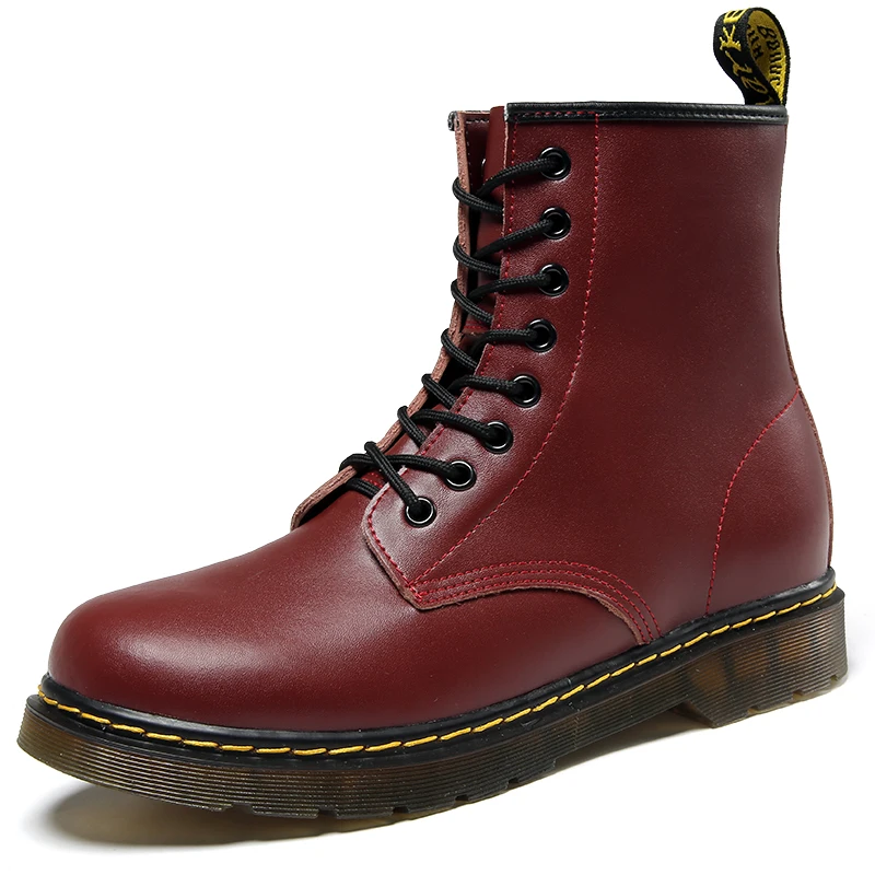 High Quality Genuine Leather Boots Men Classic Designer Wine Red Men's Half Boots Trendy High Top Lace-up Winter Boots For Women
