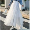 High School Student Older Kid Elegant Tulle Skirt Summer Big Swing Women Girl Cute Pink Black Gray Long Tutu Long Puff Skirts - Image 4