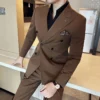 (Blazer Trousers) Fashion Double Breasted Design Slim Men's Suit Italian Style Luxury Wedding Social Party Tuxedo 2 Piece Set - Image 3