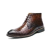 Vintage Crocodile Pattern Genuine Leather Boots Men's Chelsea Boots Brand Fashion Designer Ankle Boots for men motorcycle boots - Image 6