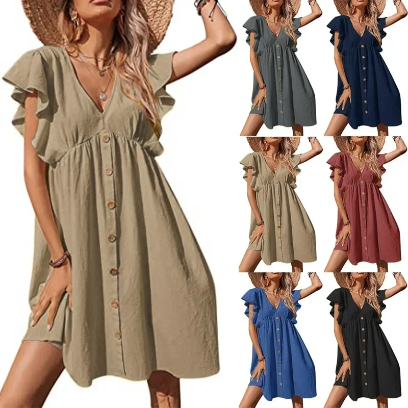 Summer Maternity Dress Sexy Pregnant Women Beach Wear Vestidos Woman V-neck High Waist Solid Skirt Maternity Wear Photo Clothing