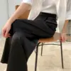 2024 Spring Summer New Women's Pants Wide Leg High Waist Silk Satin Casual Loose Korean Fashion Woman Suit Trousers Streetwear