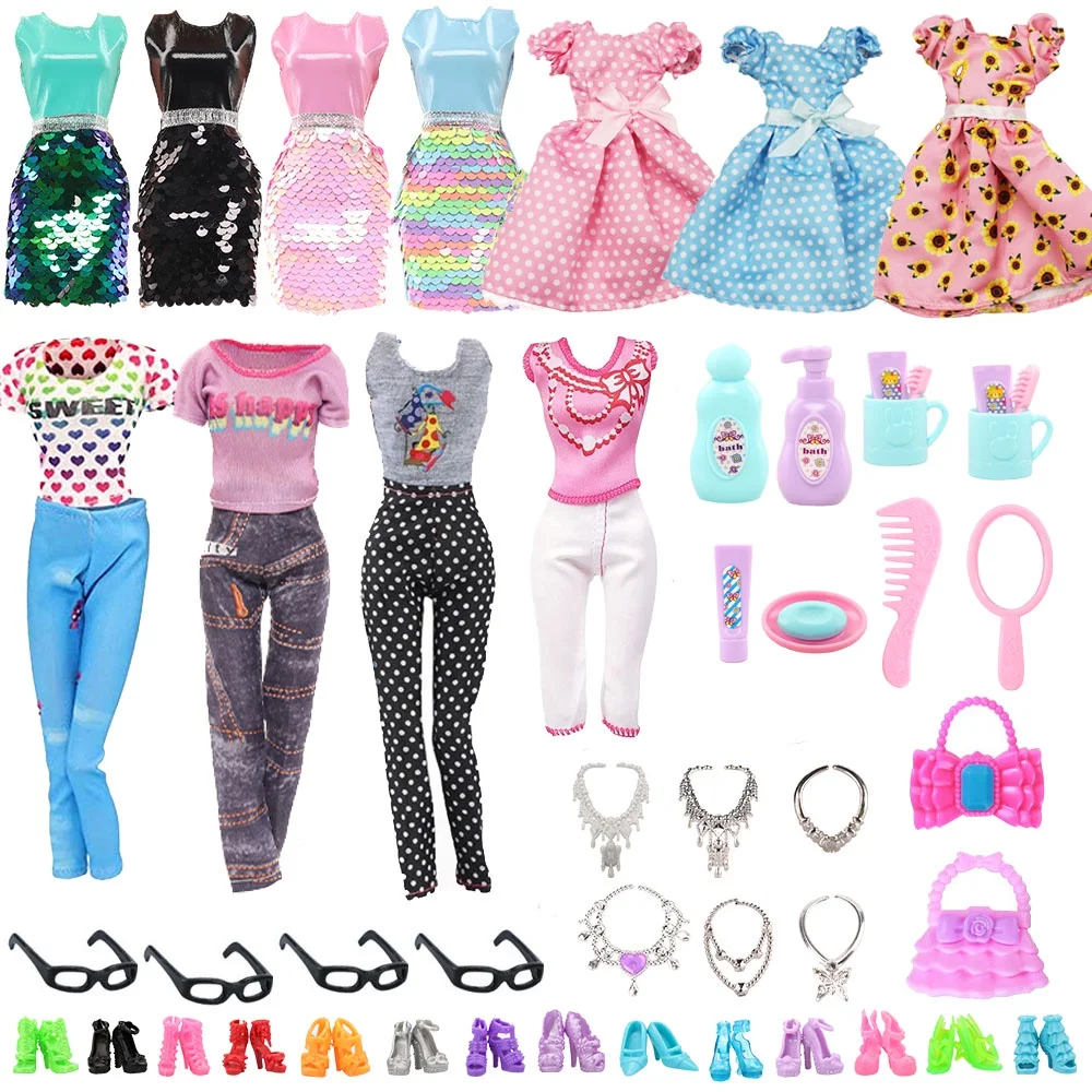 47 Itmes Fashion Cheap 11.5inch Doll Clothes Accessories Lot Houses Toys Gift Dress For Barbie BJD 1/6