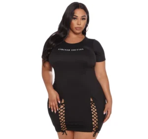 SOMO Summer Plus Size Dresses for Women Black Short Sleeve Mini Dress Hollow Out Sexy Club Wear Stretch Wholesale Dropshipping - Image 5