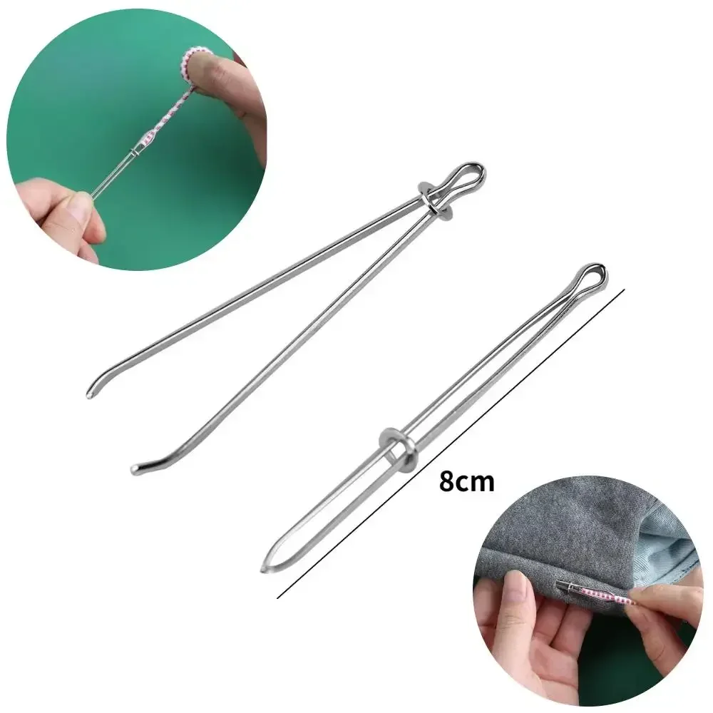 2 pcs Garment Clips Sewing Tools Elastic Band Punch Cross Stitch Threader Wear Elastic Clamp Threading Device New