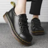 Black Thick Soled Lace Up Oxford Shoes Round Head Platform Leather Shoes Brand Luxury Men Casual Designer Wedding Dress Shoes - Image 6